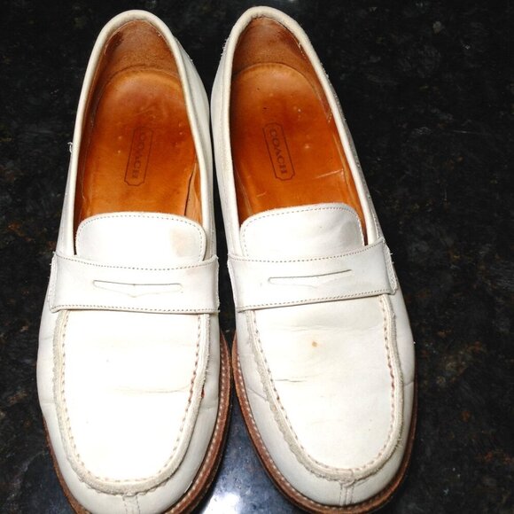 Coach Shoes - Coach Ivory Leather Penny Loafers; 5.5B, Collegiate, Classic, Quite Lux, Retro